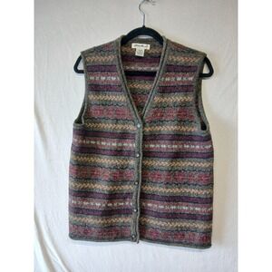 Vintage Eddie Bauer wool‎ vest womens medium button up fishermen core flaw